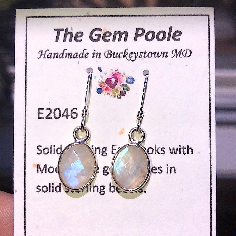 Moonstone 925 Silver Bezel Drop Earrings